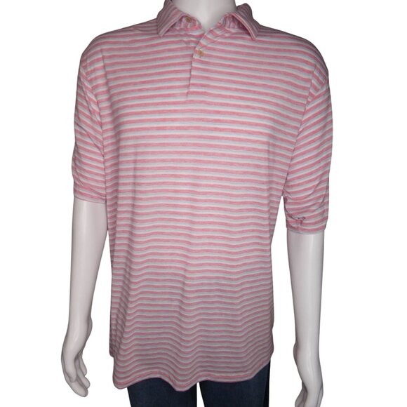 Peter Millar Golf Shirt Pink Stripes Size XL - Picture 2 of 9